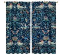 COALHO,Vintage Boho William Morris Florals Curtains Rustic Spring Garden Birds Butterflies Damask Designs Window Treatment Blackout Curtains Thermal Insulated Rod Pocket-2 Panels 63" L x 31.5" W