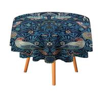 COALHO Vintage Boho William Morris Florals Round Tablecloth,Rustic Spring Garden Animals Birds Butterflies Damask Designs Round Table Cloth For Dining Kitchen Birthday Party Holiday Outside-36
