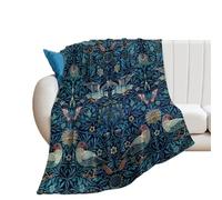 COALHO Vintage Boho William Morris Florals Throw Sofa Couch Fluffy Warm Blanket Rustic Spring Garden Animals Birds Butterflies Damask Designs Blanket Bed Plush Throw Flannel Throw-130W×150L CM