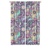 COALHO Vintage Indian Boho Mandala Curtains Fantasy Bohemian Mandala Colorful Flower Window Drapes Blackout Curtains Thermal Insulated Rod Pocket Curtain for Bedroom-2 Panels 63" L x 21" W