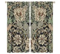 COALHO,Vintage William Morris Florals Curtain Rustic Mid Century Boho Farm Daisy Green Leaves Window Treatments Thermal Insulated Rod Pocket Blackout Curtains for Bedroom-2 Panels 72" L x 31.5" W