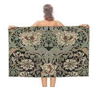 COALHO Vintage William Morris Florals Extra Large Beach Towel,Rustic Mid Century Boho Farm Daisy Green Leaves Beach Towel For Adults Swimming Sports Gym Hotel Pool Towel-51 x31