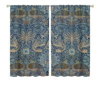 COALHO,Vintage William Morris Theme Curtains Rustic Garden Florals Birds Mid Century Boho Style Window Treatment Blackout Curtains Thermal Insulated Rod Pocket Curtain-2 Panels 63" L x 36" W