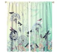 COALHO Watercolor Farm Dragonfly Curtain Rustic Colorful Gradient Dandelion Butterfly Spring Lavender Window Treatments Thermal Insulated Rod Pocket Blackout Curtains- 2 Panels 72" L x 31.5" W