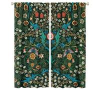 COALHO,Watercolor Mid Century Boho Florals Curtain Abstract Spring Forest William Morris Floral Butterfly Window Drapes Thermal Insulated Rod Pocket Blackout Curtains for Bedroom-2 Panels 54"L x 21"W