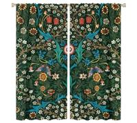 COALHO,Watercolor Mid Century Boho Florals Curtain Abstract Spring Forest William Morris Floral Butterfly Window Drapes Thermal Insulated Rod Pocket Blackout Curtains-2 Panels 72" L x 31.5" W