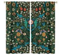 COALHO,Watercolor Mid Century Boho Florals Curtains Abstract Spring Forest William Morris Floral Butterfly Window Drapes Blackout Curtains Thermal Insulated Rod Pocket Curtain-2 Panels 45" L x 21" W
