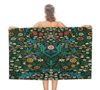 COALHO Watercolor Mid Century Boho Florals Extra Large Beach Towel,Abstract Spring Forest William Morris Floral Butterfly Beach Towel For Adults Swimming Sports Gym Hotel Pool Towel-51 x31