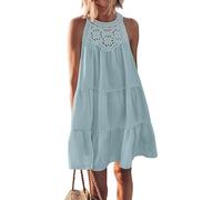 COALHO Women's Summer Dresses Sleeveless Casual A-Line Cut Out Halter Beach Vacation Mini Dress