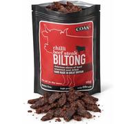 COAN Beef Biltong -250g | 10 x 25g - Chilli Flavour High Protein, Low Carb Savoury Snack - 15g Protein Per Bag - Made With British Beef