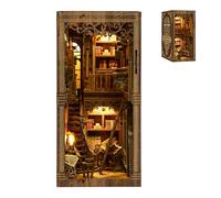 Coanto Book Nook, Book Nook Kits for Adults, Creative Reading Corner Minature House Kit, 3D Wooden Puzzle Bookend for Teens and Adults, Bookshelf Insert Decor with LED Light and Dust Cover, Book Room
