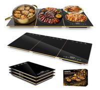 Coanto Electric Warming Tray, 3-Panel Buffet Food Warmer, 9 Heat Settings, 2-12H Timer, Tempered Glass Modular Warming Tray for Parties, Family Dinners & Entertaining, 81 × 37 cm
