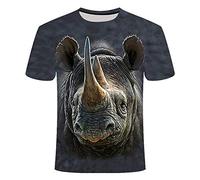 COAOBO Unisex 3D animal rhino pattern Summer 3D Print Tee Shirts Novelty Short Sleeve T-Shirt for Men Women-L