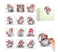 Coaroly 12Pcs Set 5D Diamond Painting Greeting Cards, Christmas Knit Guardian Doll Pattern, Handmade Message Cards with Envelopes, Birthday Thank You DIY Craft Kit
