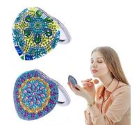 Coaroly 2Pcs Set 5D Diamond Painting Kit, Heart Gem Mandala Foldable Double Sided Compact Mirror, Pocket Portable Makeup Mirror DIY Craft Kit
