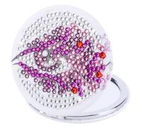 Coaroly Purple Phoenix Eye-Animal Round Diamond Painting Compact Mirror DIY Pocket Mirror with Diamond Painting Cover Portable Folding Wallet Mirror with Magnifier Diamond Art Kit for Women