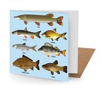 Coarse Fish Greetings Card Suitable for Birthdays, Thank You, Any Occasion, 15 x 15 cms, Multi-Coloured