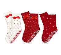 COARVXA 3 Pairs Cute Pilates Grip Socks for Women Ruffle Bow Polka Dot Floral Embroidery Textured Non Slip Grip Socks, A03 Series 3, 5-8