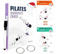 COARVXA Pilates Workouts for Women-58 Exercise Cards with Pilates Mat Workout Postures，ncludes 4-Week Challenge,2 Rings& Dry-Erase for Easy Organization-Home, Gym or Studio (Purple)