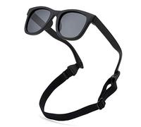 COASION Baby Sunglasses Polarized Unbreakable Flexible Toddler Sunnies with Strap Soft Silicone Frame for 0-24 Months(C2* Matte Black/Gray)