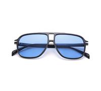 COASION Retro Pilot Sunglasses for Women Men Classic Rectangle Double Bridge Glasses Oversized 70s Vintage Eyewear UV400 Protection(Black Frame/Blue Tinted Lens)