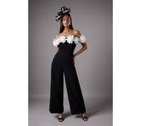 Coast 3D Flower Bardot Jumpsuit In Mono mono 10