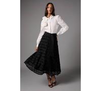 Coast 3D Flower Midi Skirt In Black black 10