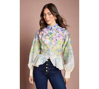 Coast 3D Flower Printed Organza Blouse multi