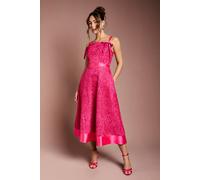 Coast 3D Flower Strappy Midi Dress In Pink pink 14