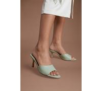 Coast Abbie Faux Patent Leather Medium Stiletto Heeled Mules In Light Green light green
