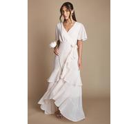 Coast Women's Angel Sleeve Tiered Bridesmaid Maxi Dress in Dusty Rose | Size: 14