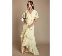 Coast Women's Angel Sleeve Tiered Bridesmaid Maxi Dress in Lemon | Size: 12