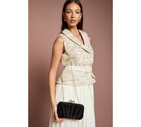 Coast Annie Ruched Detail Satin Clutch Bag In Black black One Size