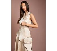 Coast Annie Ruched Detail Satin Clutch Bag In Champagne champagne One Size