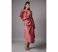 Coast Asymmetric Pleated Midi Holiday Dress With Gold Detail In Rose rose 14