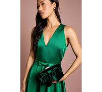 Coast Azalea Velvet Bow Detail Clutch Bag, One Size, emerald