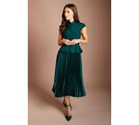 Coast Women's Bandage Bodice Pleated Skirt Midi Dress in Forest | Size: 18 Coast Forest 18