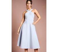 Coast Bandage Cross Neck Midi Dress In Light Blue light blue 10