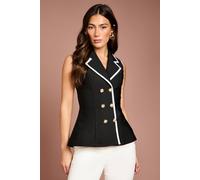Coast Bandage Piping Detail Waistcoat In Black black
