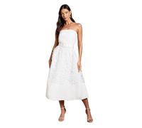 Coast Bandeau Belted Lace Midi Dress, 12, Ivory