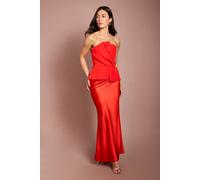 Coast Bandeau Crepe Satin Maxi Dress In Flame Red flame red