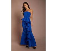 Coast Bandeau Ruffle Stretch Crepe Maxi Dress In Cobalt cobalt