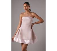 Coast Bandeau Satin Detail Pleated Mini Dress In Pink pink 14