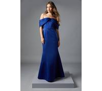 Coast Bardot Bow Effect Fishtail Maxi Occasion Dress In Blue blue 12