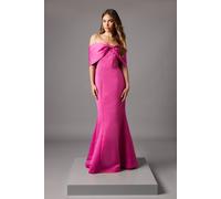 Coast Bardot Bow Effect Fishtail Maxi Occasion Dress In Pink pink 12