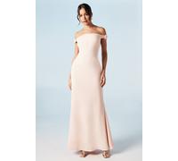 Coast Bardot Bow Shoulder Crepe Fishtail Bridesmaid Maxi Dress In Blush blush 14