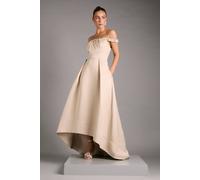 Coast Women's Bardot Fit & Flare Hi Low Hem Maxi Dress in Champagne | Size: 16 Coast Champagne 16