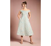 Coast Bardot Floral Jacquard Midi Dress In Sage sage
