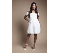 Coast Bardot Full Skirted Embellished Bridal Mini Dress In Ivory ivory 18