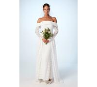 Coast Bardot Long Sleeve Lace Wedding Dress With Removeable Skirt In Ivory ivory